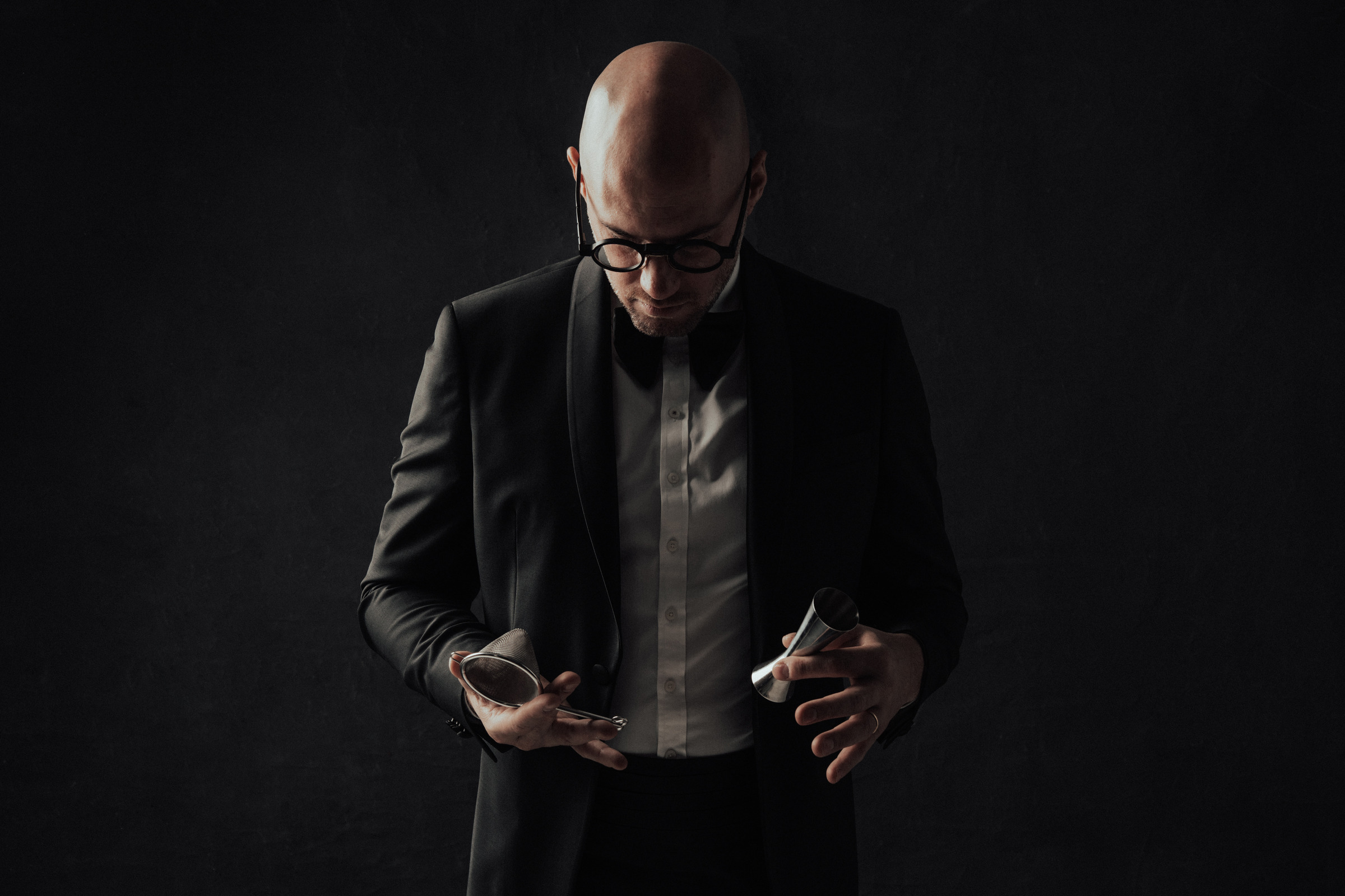 Portrait of Giorgio Tosato, The Notorious Cocktail, founder of Philoxenia Events London, expert luxury mixologist and destination wedding specialist.