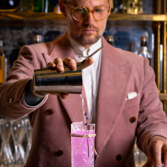 Giorgio Tosato, aka the Notorious, creating a bespoke cocktail during a luxury cocktail masterclass with Philoxenia Events London